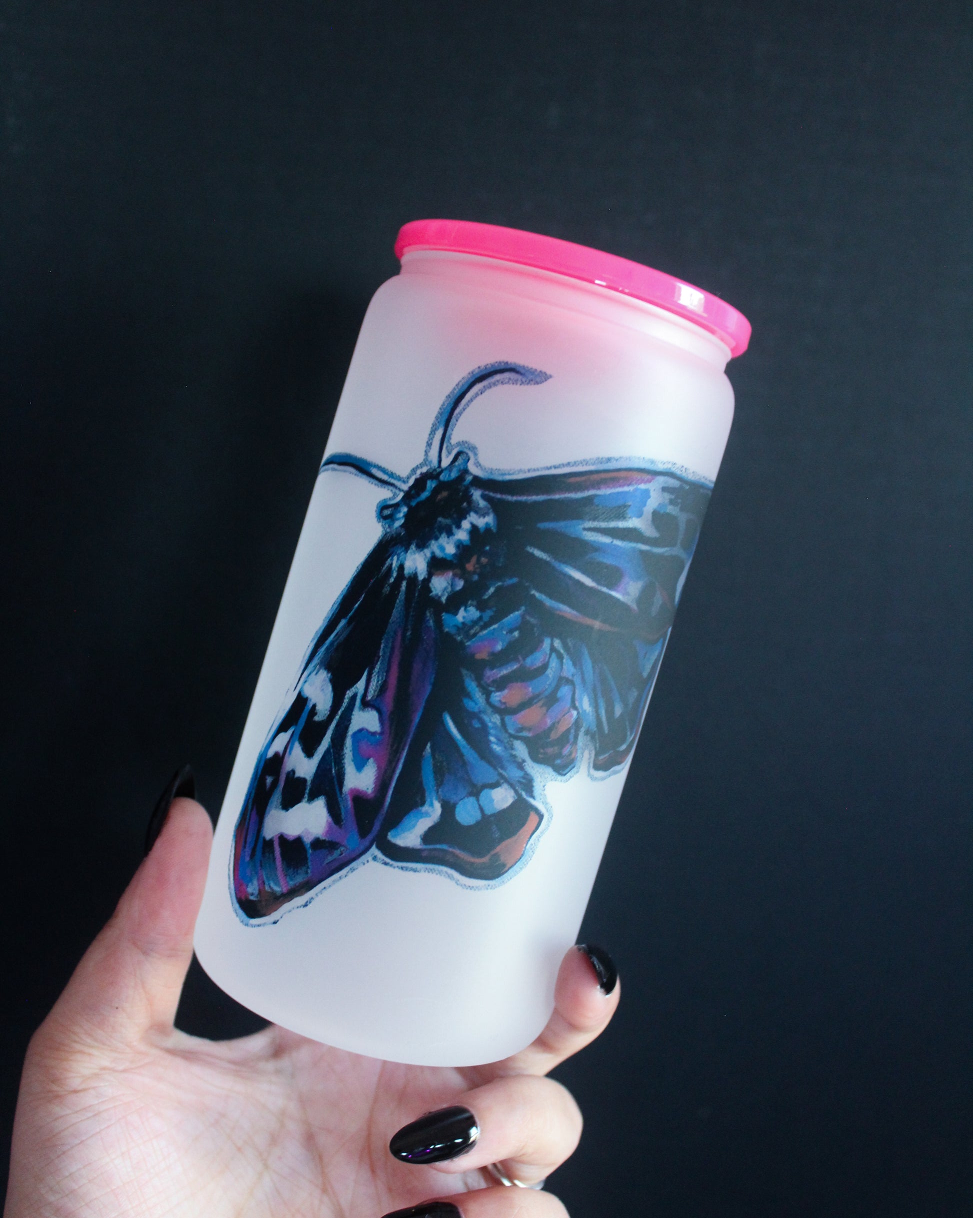 Mourning Moth Frosted Glass Tumbler