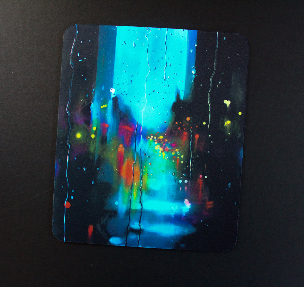 Neon Rainstorm Mousepad