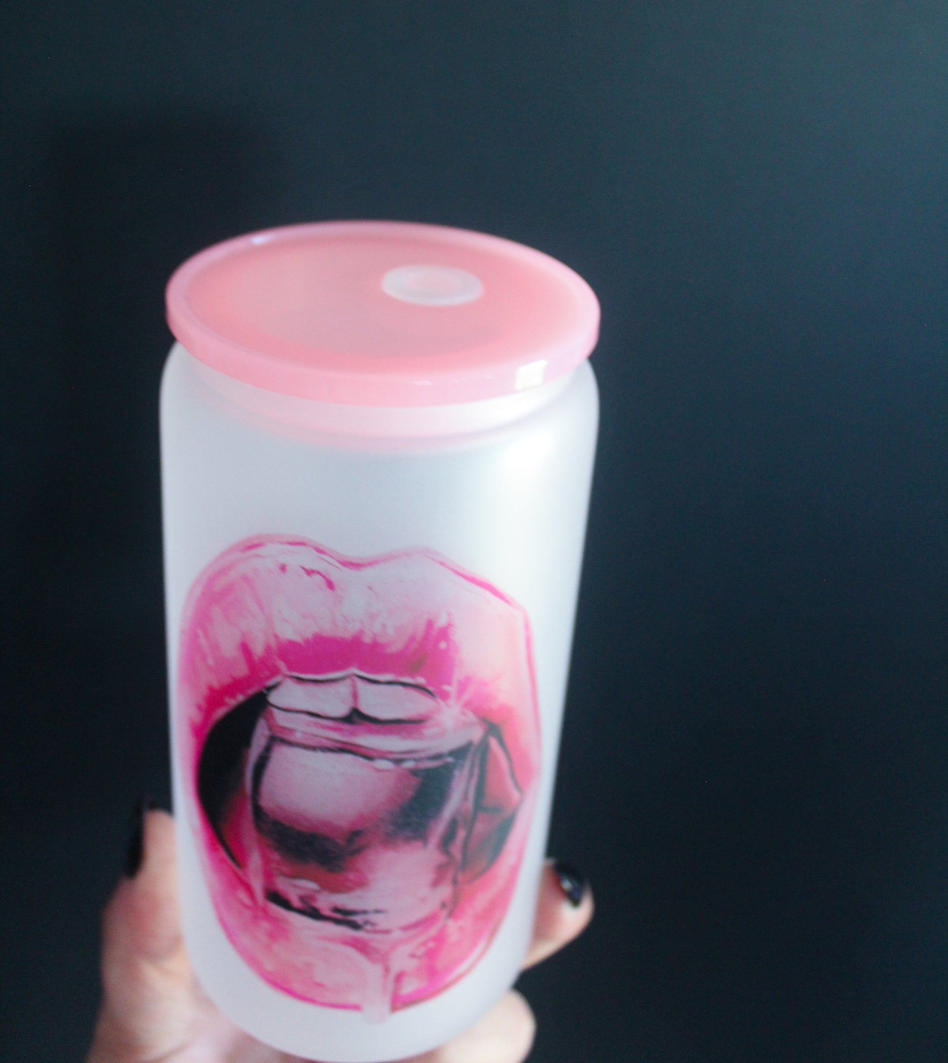 Ice Lips Frosted Glass Tumbler