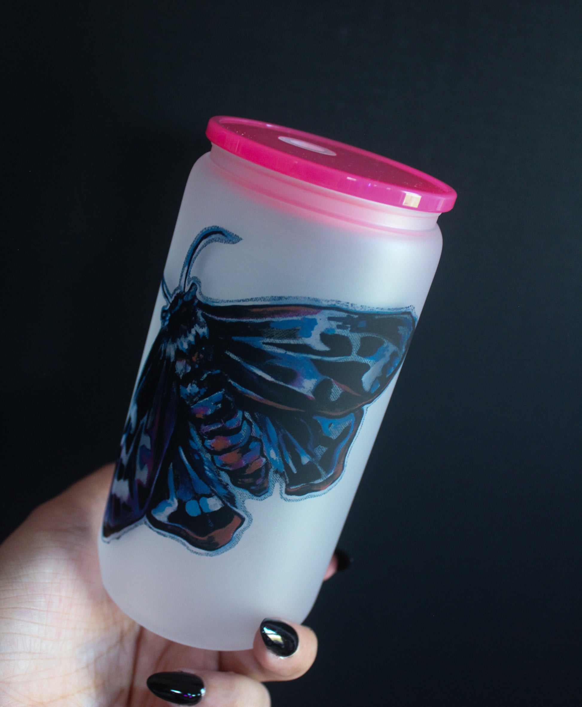 Mourning Moth Frosted Glass Tumbler