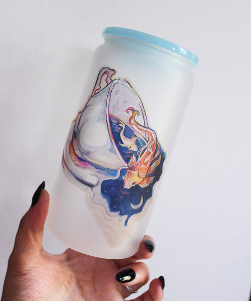 Ace Of Cups Frosted Glass Tumbler
