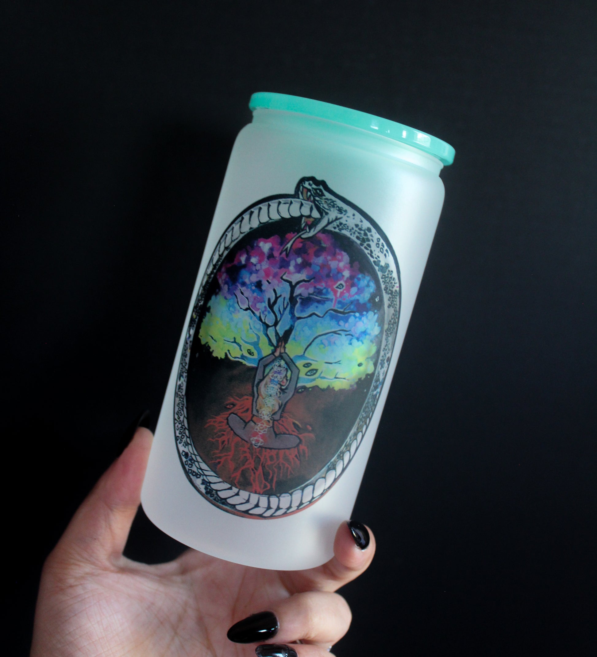 Ouroboros Frosted Glass Tumbler