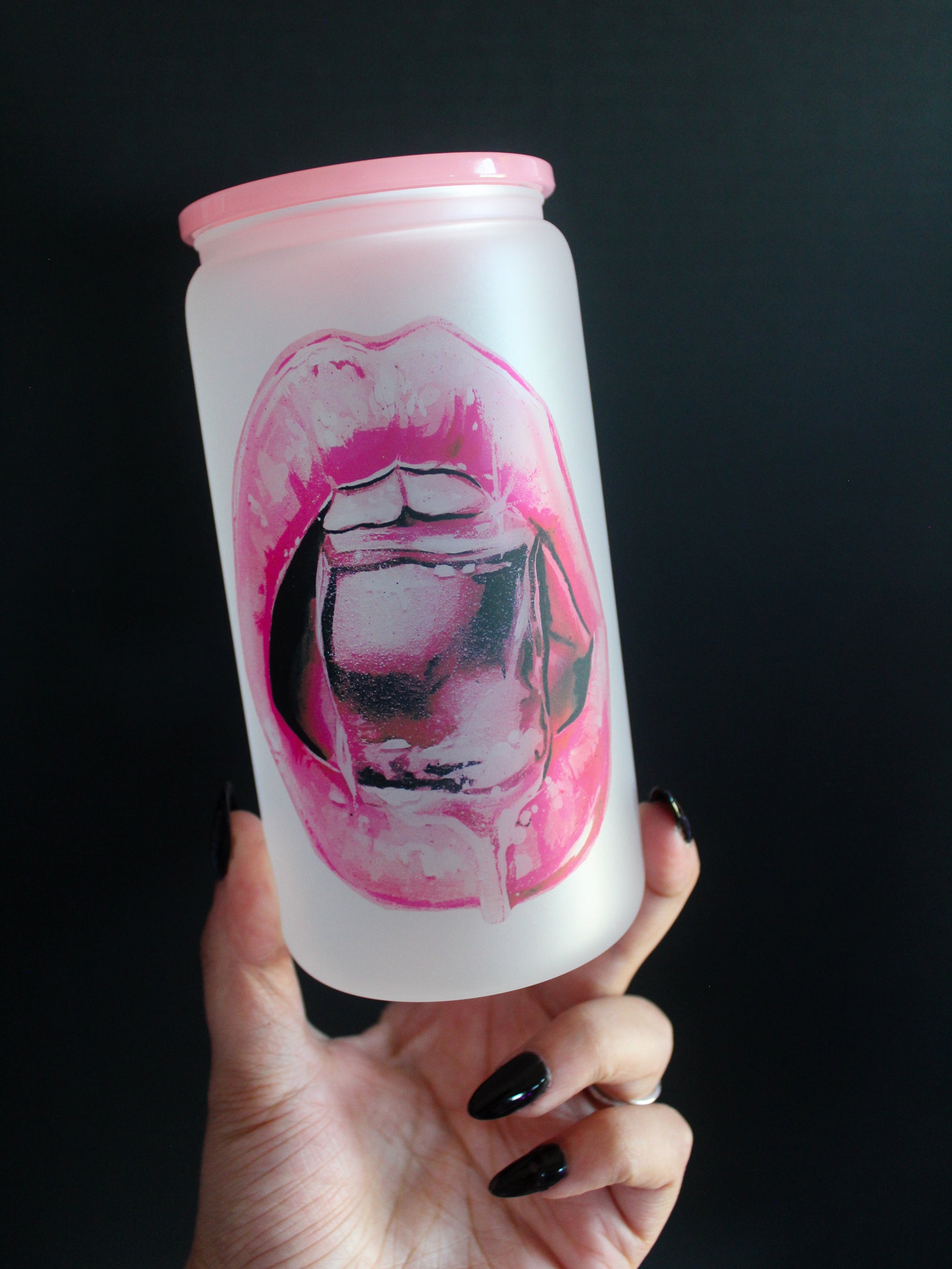 Ice Lips Frosted Glass Tumbler