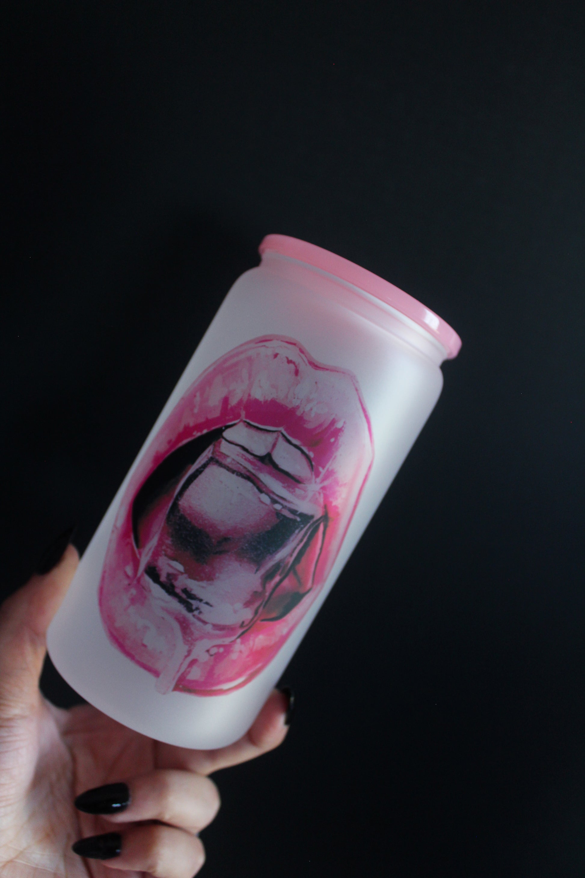 Ice Lips Frosted Glass Tumbler