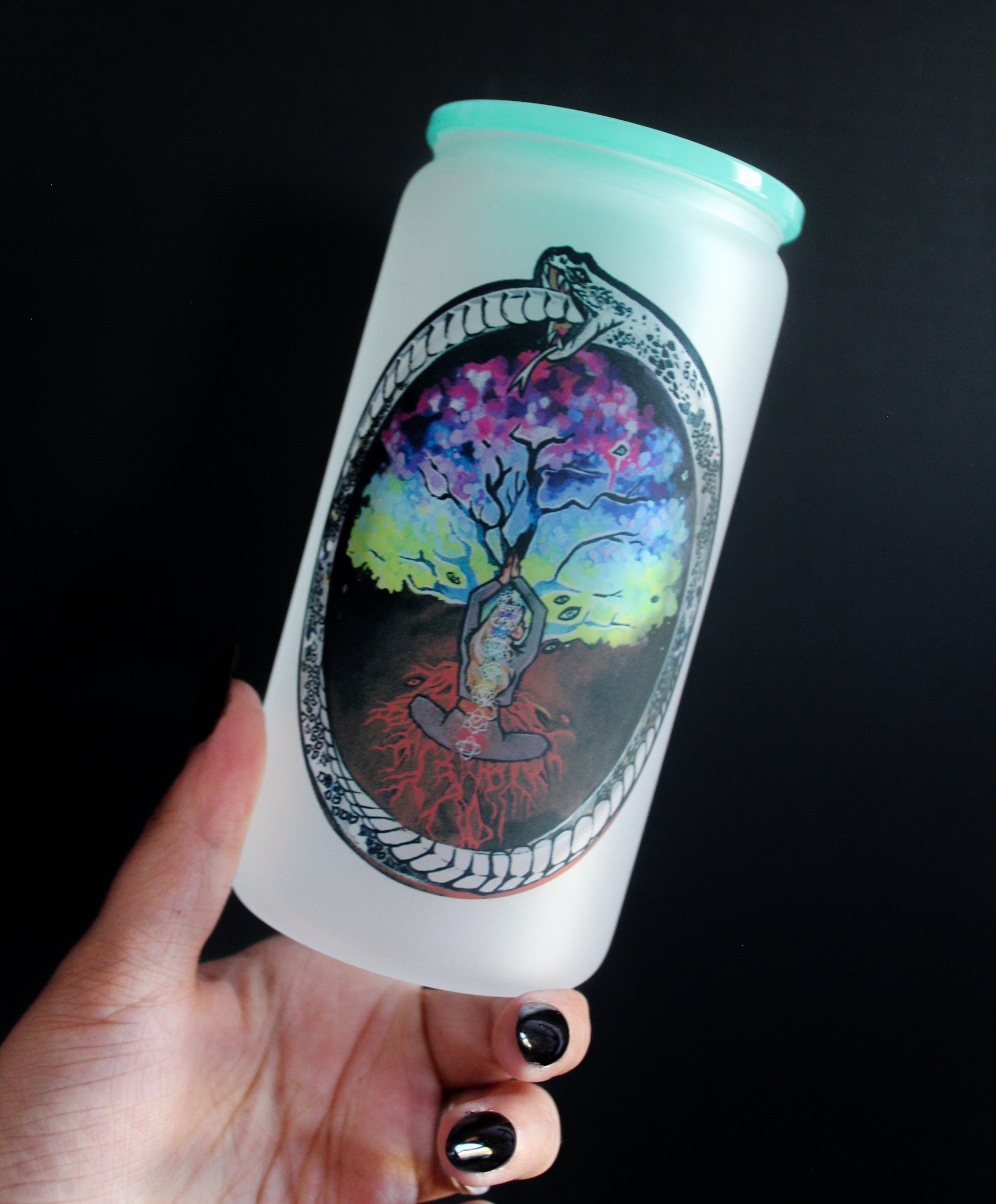 Ouroboros Frosted Glass Tumbler